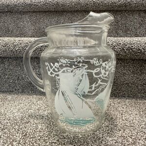 Vintage Anchor Hocking Sail Boat Pitcher
